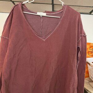 Reverse seam fuzzy pullover